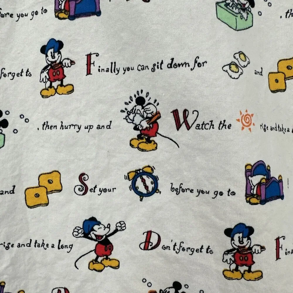Walt Disney‎ Pajama Shirt Womens Large Mickey Mouse Button Up Top Cotton Vintage - Picture 7 of 7
